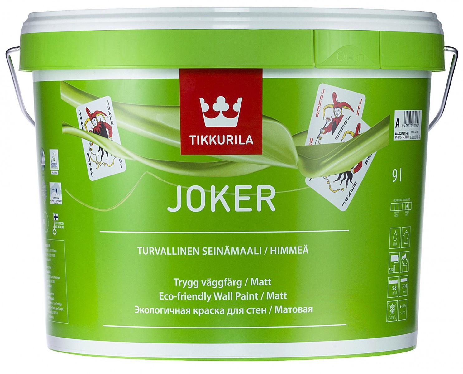 Tikkurila (пр-во Финляндия) Joker краска акриловая шелковисто-матовая 9 л –  купить по цене 14900 руб. в интернет-магазине ok-kraski.ru