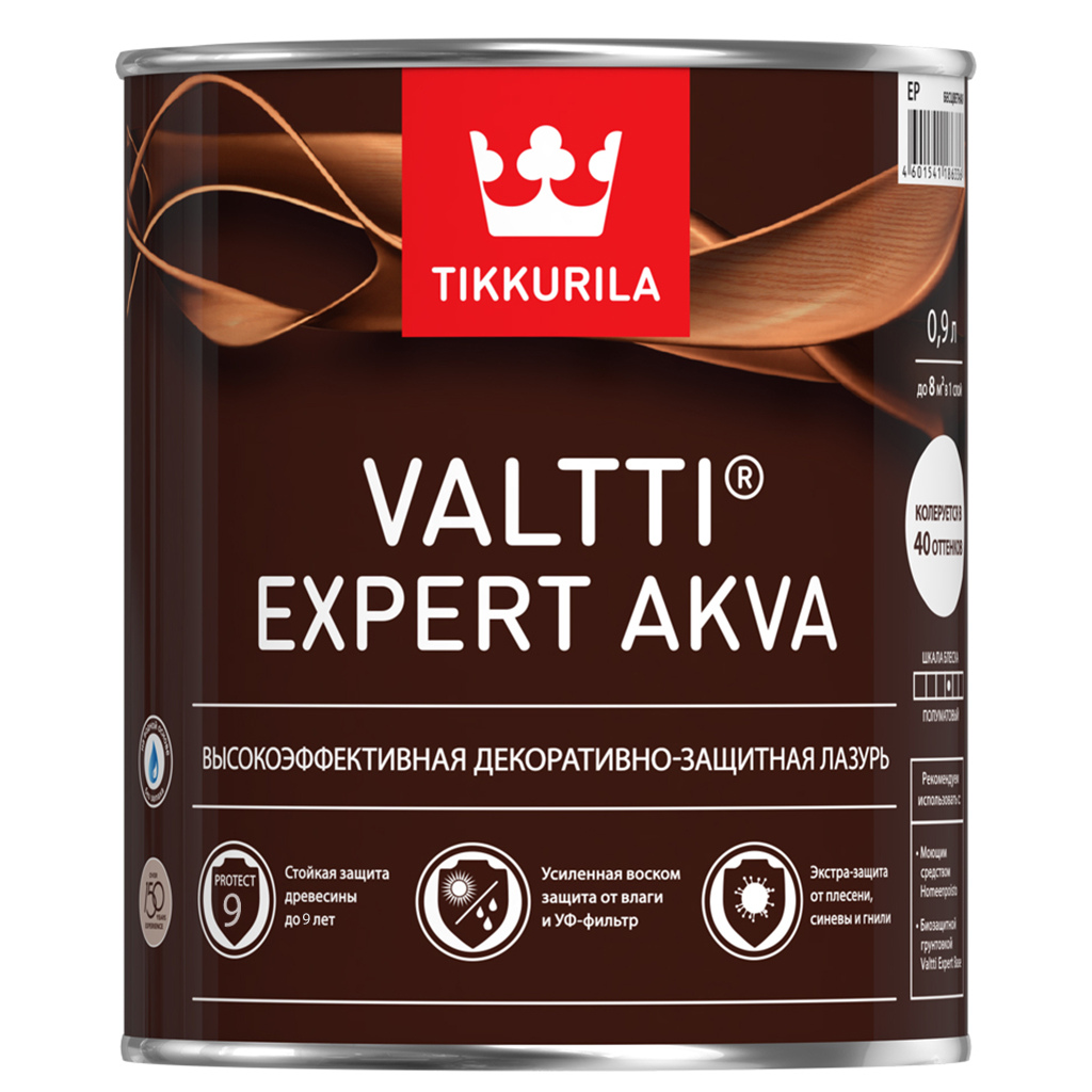 TIKKURILA VALTTI EXPERT AKVA (Тиккурила Валтти Эксперт Аква)  Декоративно-защитная Лазурь 9000 ml. – купить по цене 9100 руб. в  интернет-магазине ok-kraski.ru